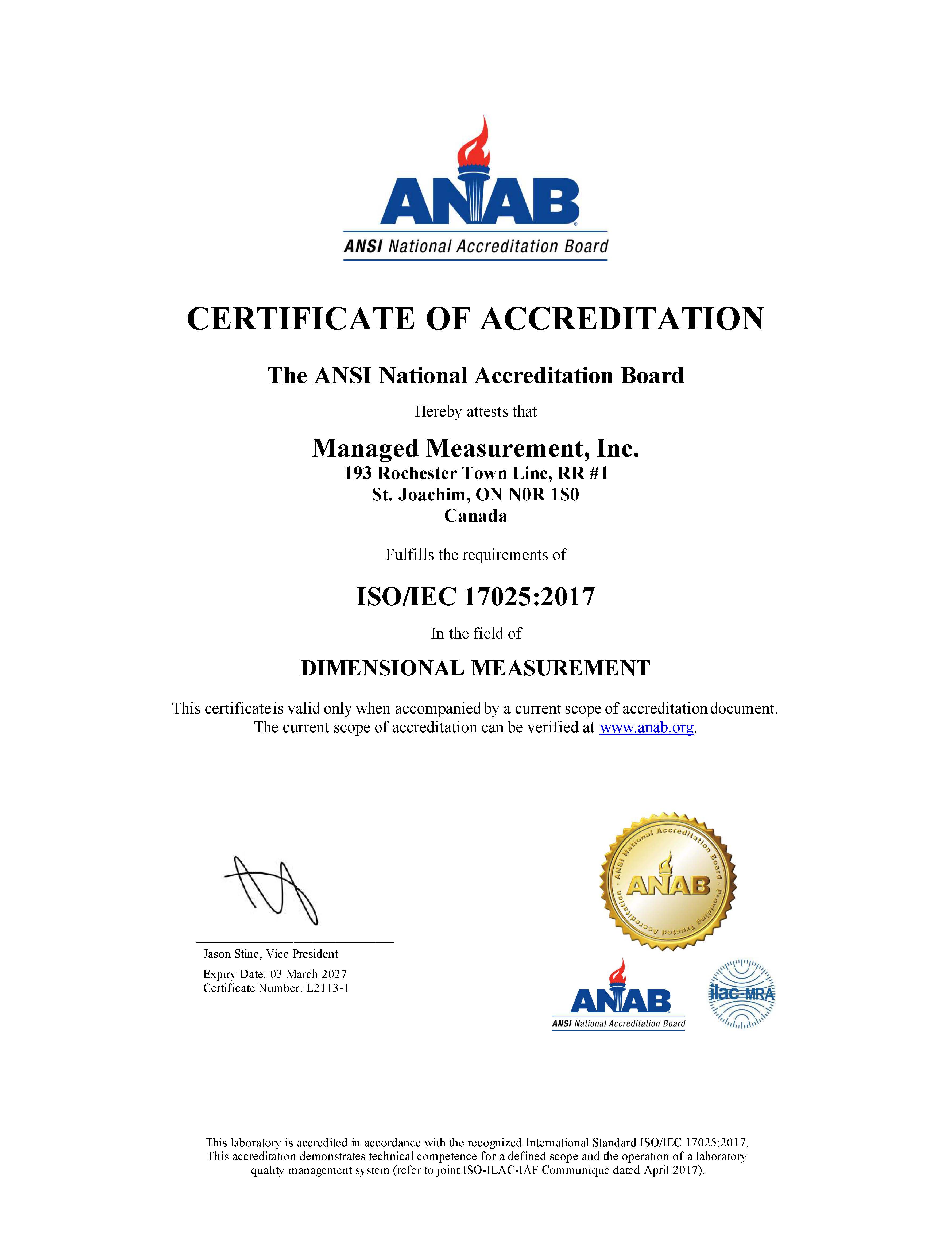 Certification Of Accreditation